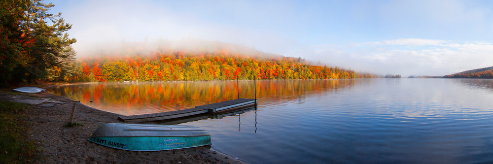 8th Lake Fall Dock Panoramic Photography Art | Kurt Gardner Photography Gallery
