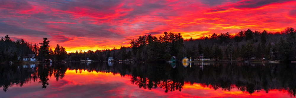 Old Forge Pond Pink Sunrise Panoramic Photography Art | Kurt Gardner Photography Gallery