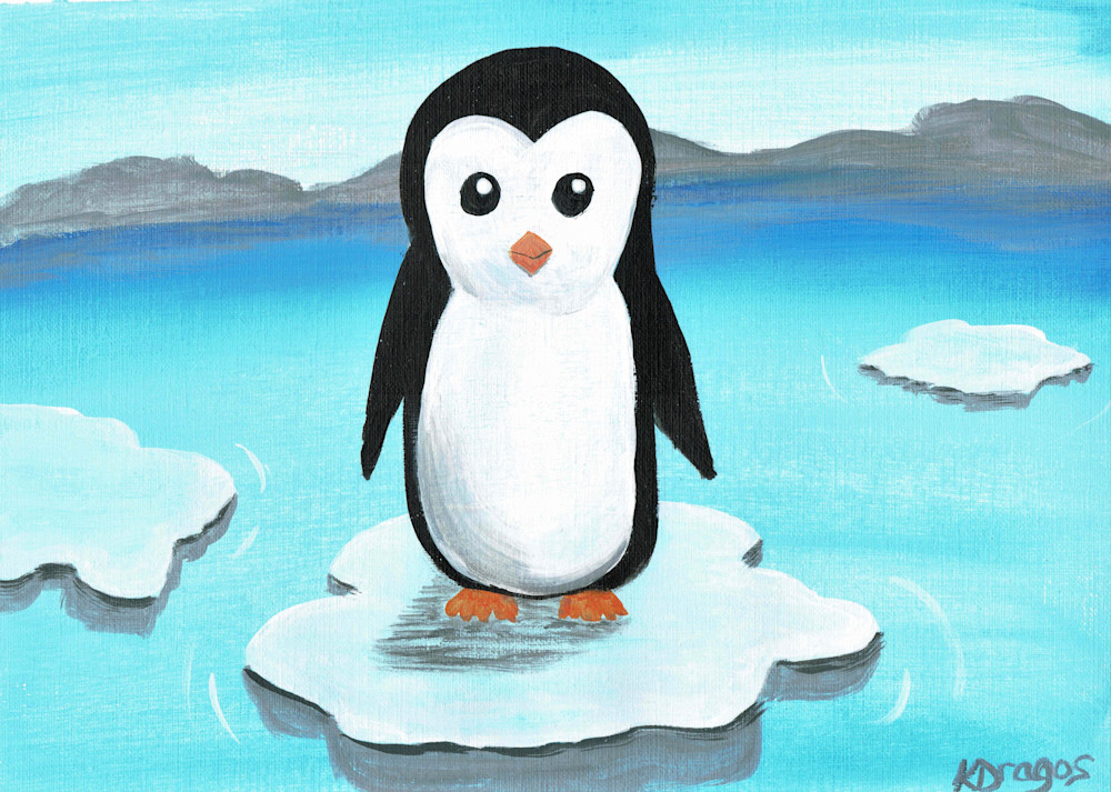 Cute Penguin Acrylic Painting