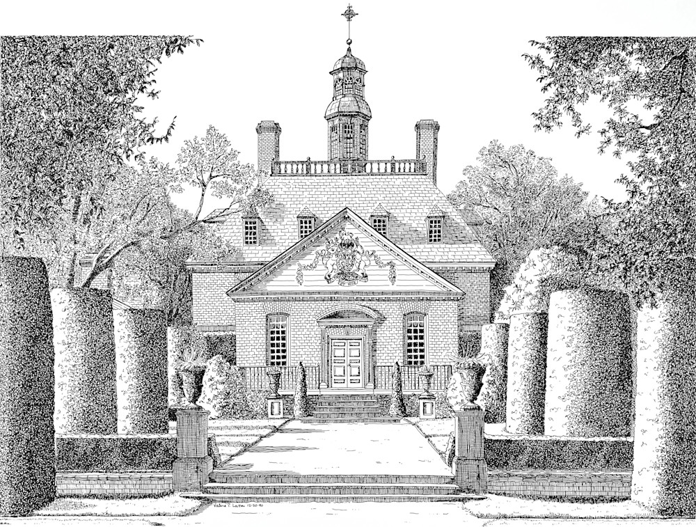 Governor's Palace, Williamsburg (Pen And Ink Only) Art | Valerie Larson Art & Design