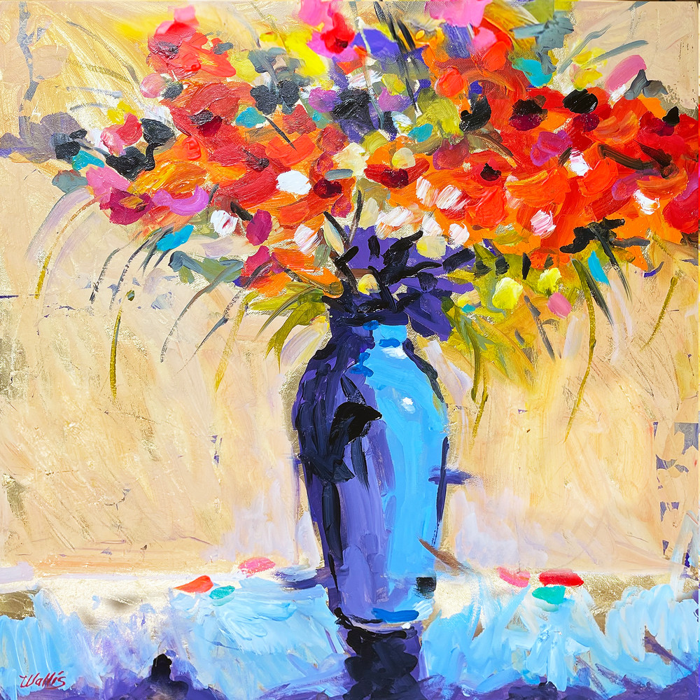 Blue Vase And Red Flowers Art | Charles Wallis