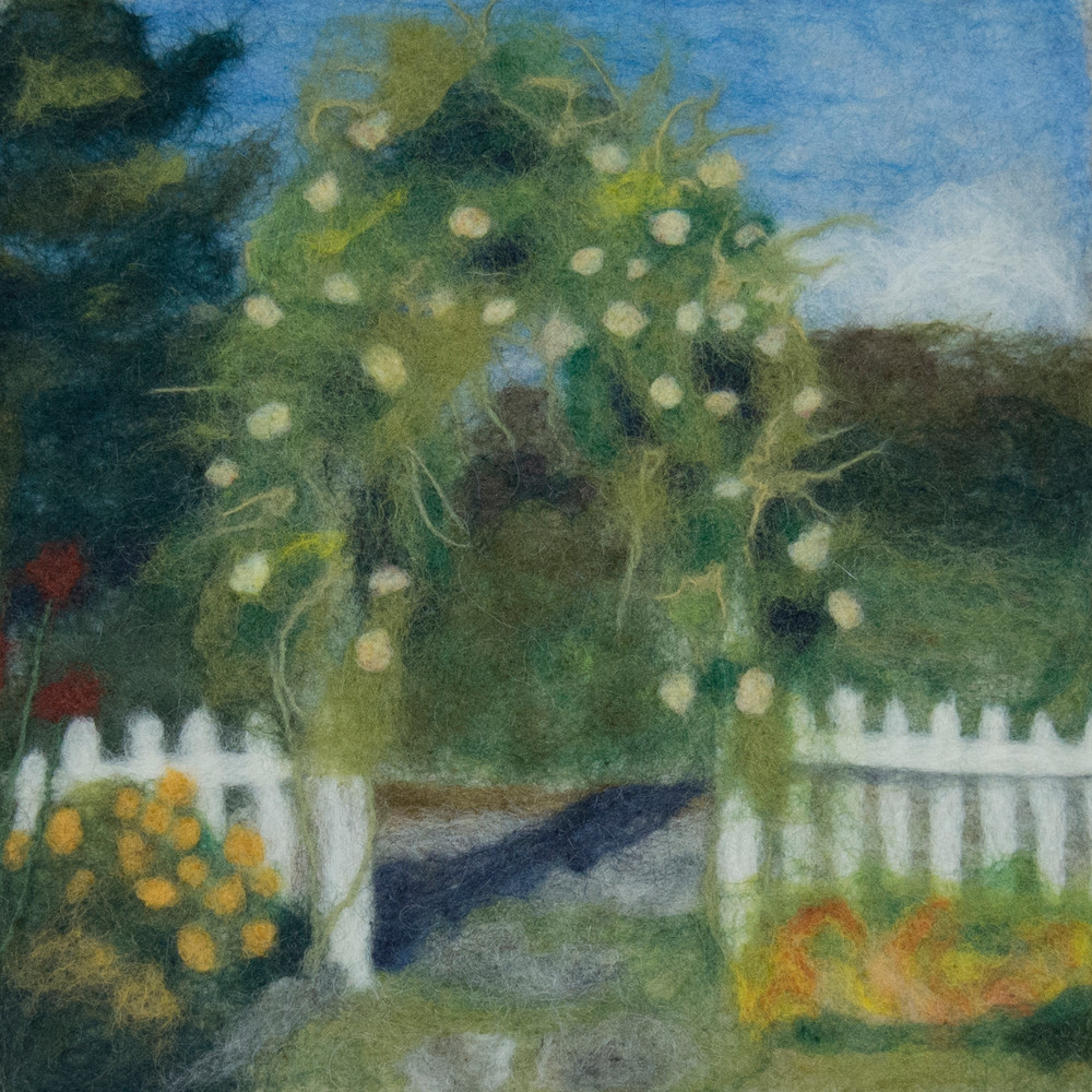 picket-fence, garden, archway, print,