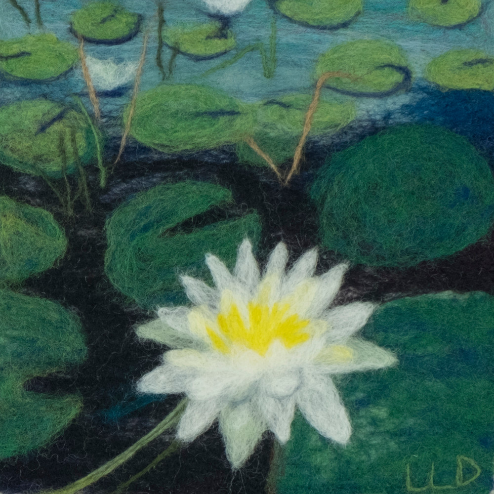 water-lily, lily-pads, pond, print,