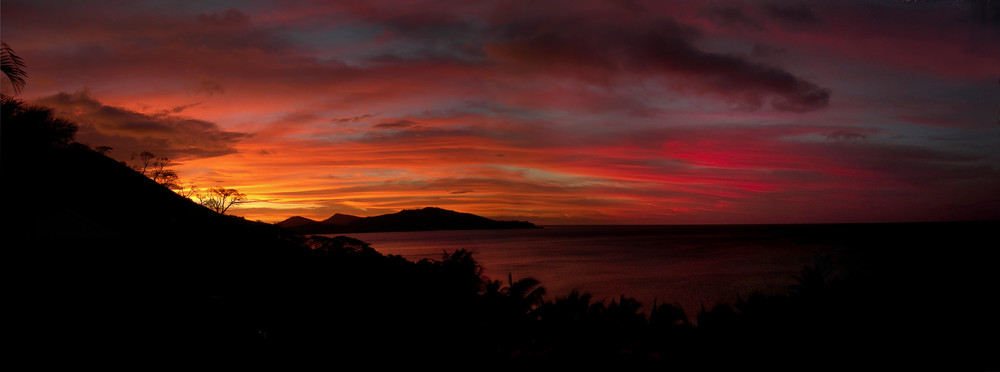 Beautiful panorama of sunset in Fiji.