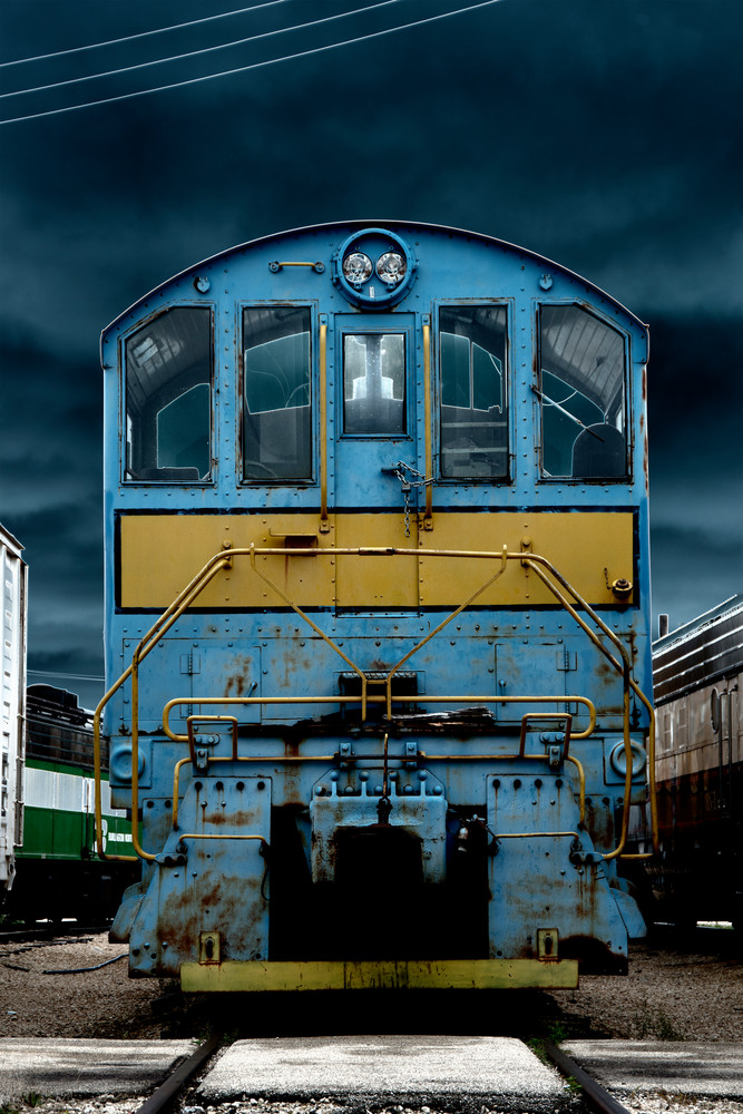 Blue & Yellow Locomotive Photography Art | Pacific Coast Photo