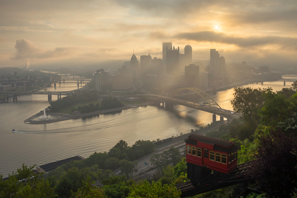 Misty Foggy Incline Pittsburgh Sunrise