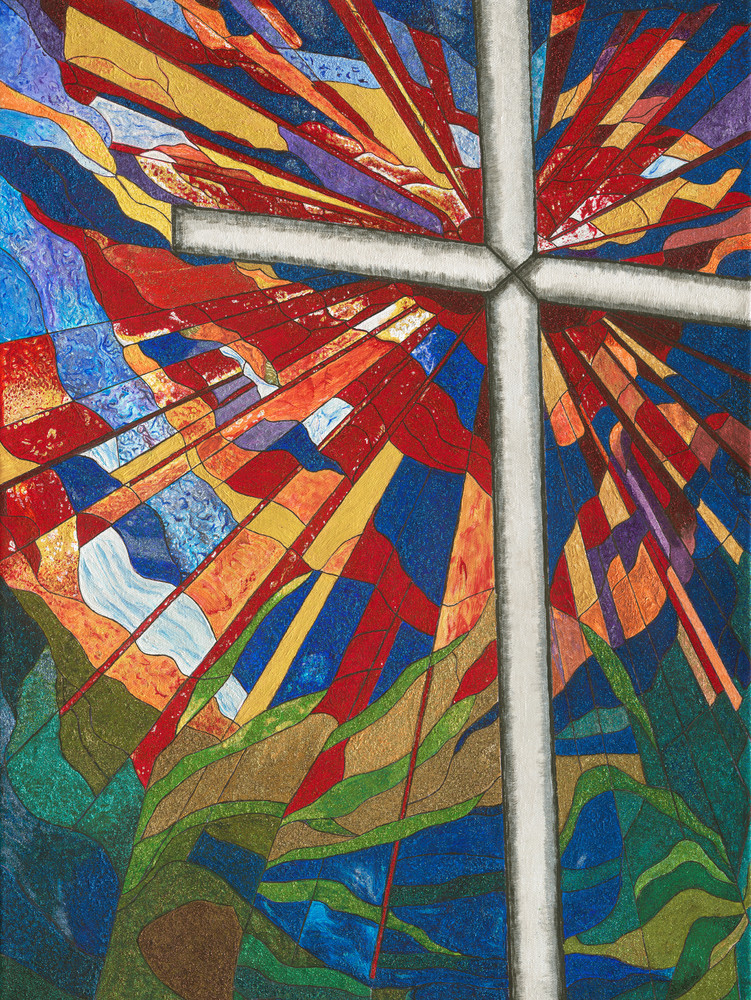 Cross, stained glass, spiritual, acrylic