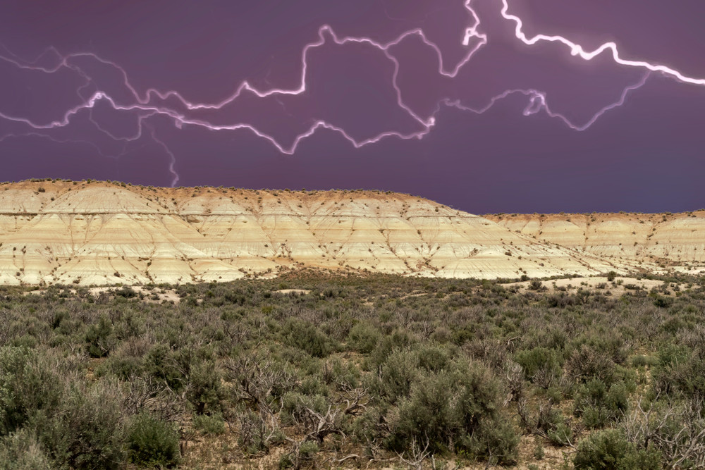 Nevada Badlands Under Lightning Photography Art | Great Wildlife Photos, LLC