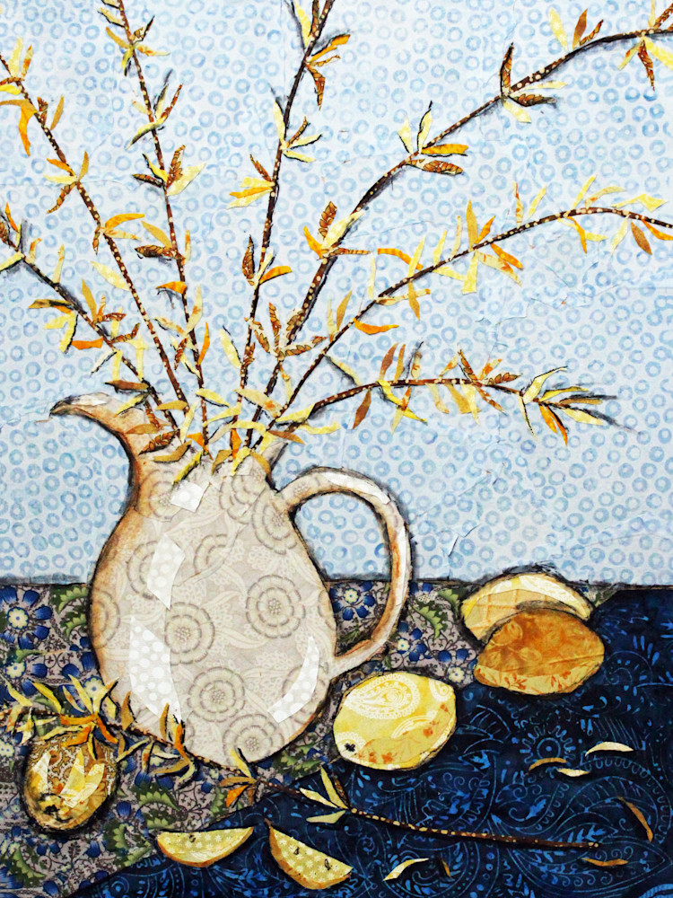 Lemons and Forsythia Print by Sharon Tesser