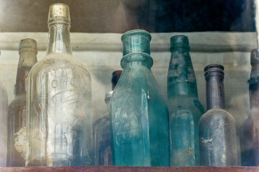 Bodie Bottles In Store Window Photography Art | Great Wildlife Photos, LLC