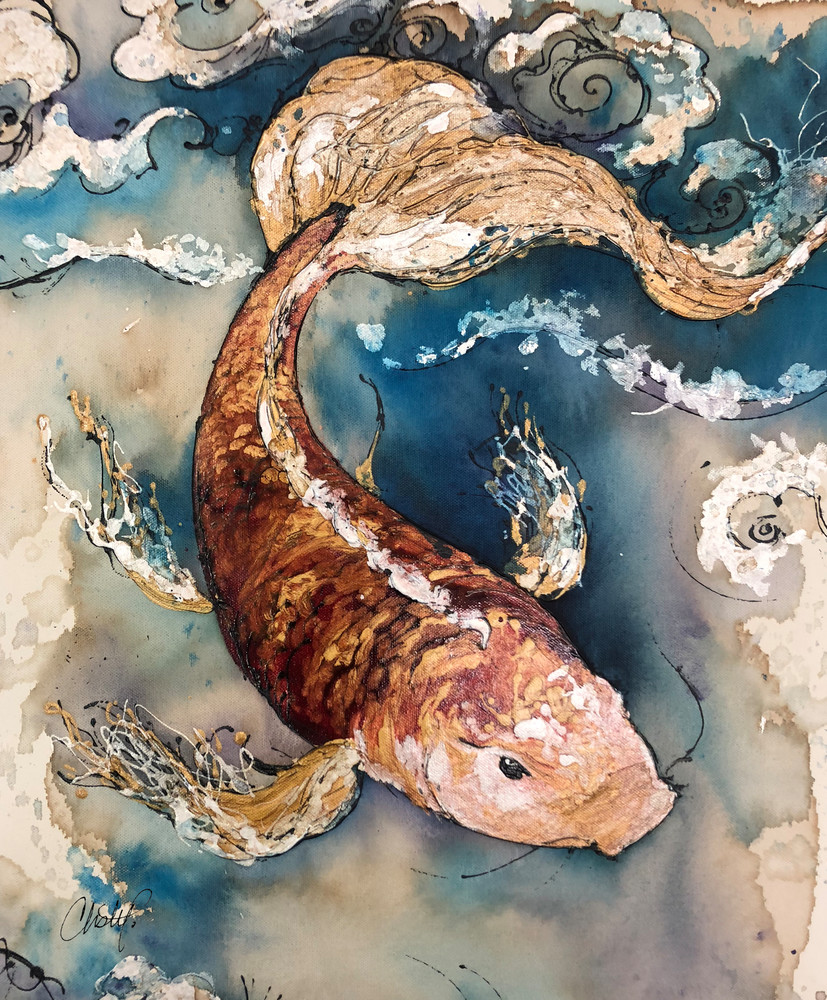 Orange Koi Fish Original Artwork
