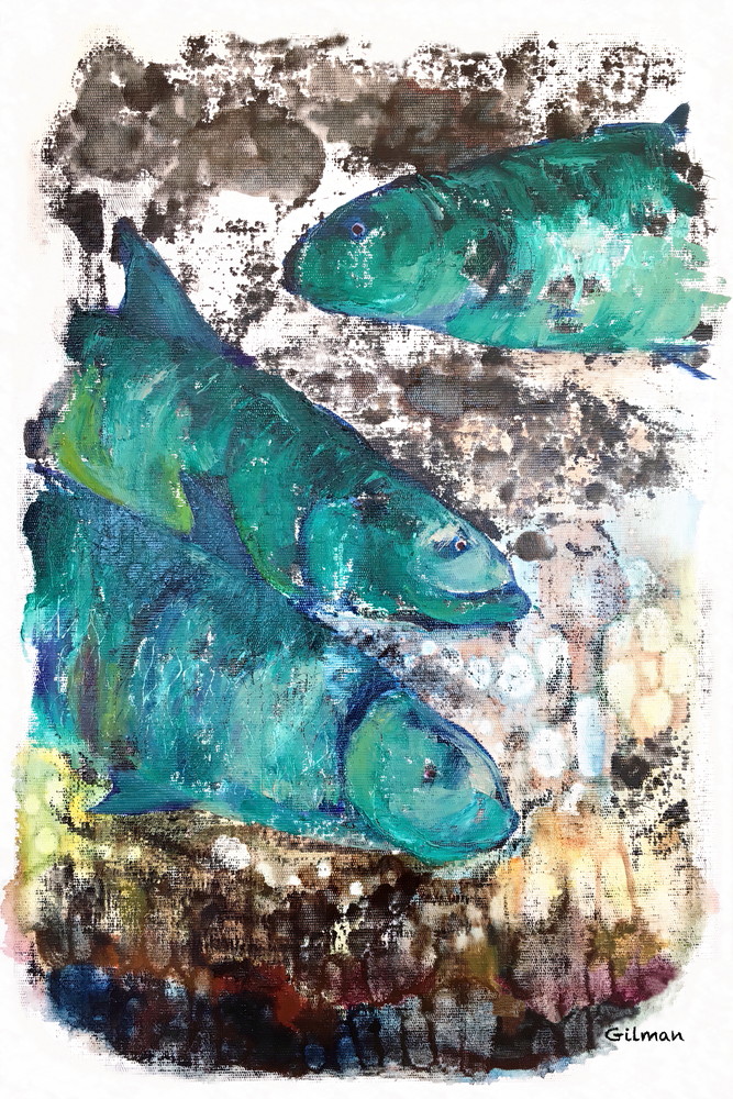"3 Fish" Original Artwork by Emily Gilman Beezley