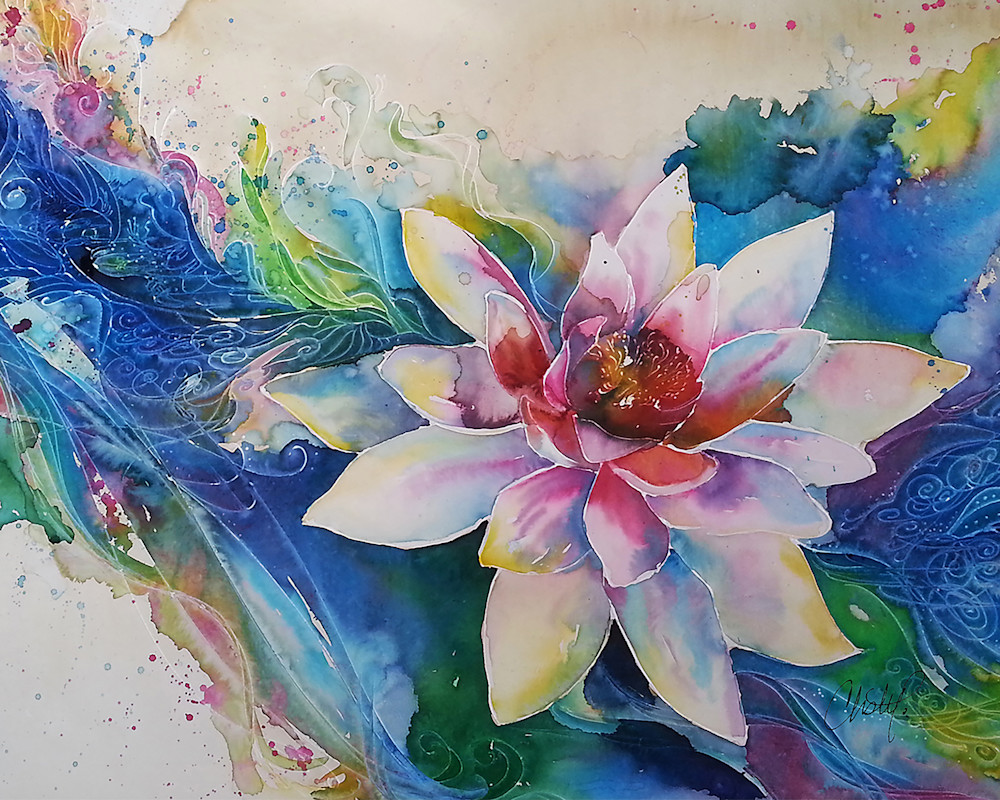 Zen Watercolor Lotus Flower Painting