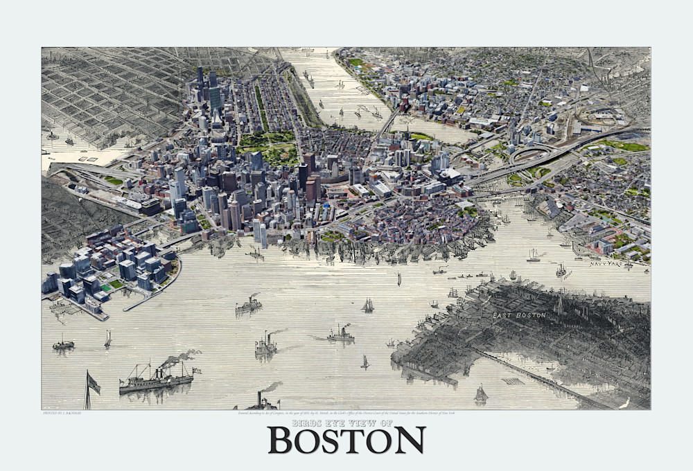 Bird's Eye View Of Boston 1871 Art | Mark Hersch Photography