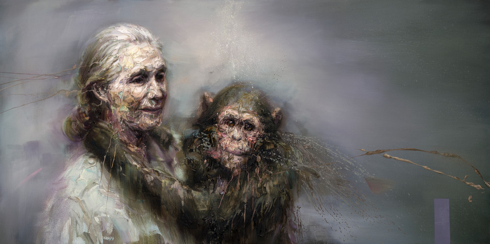 Jane Goodall And A Chimp Art | Mathieu Laca