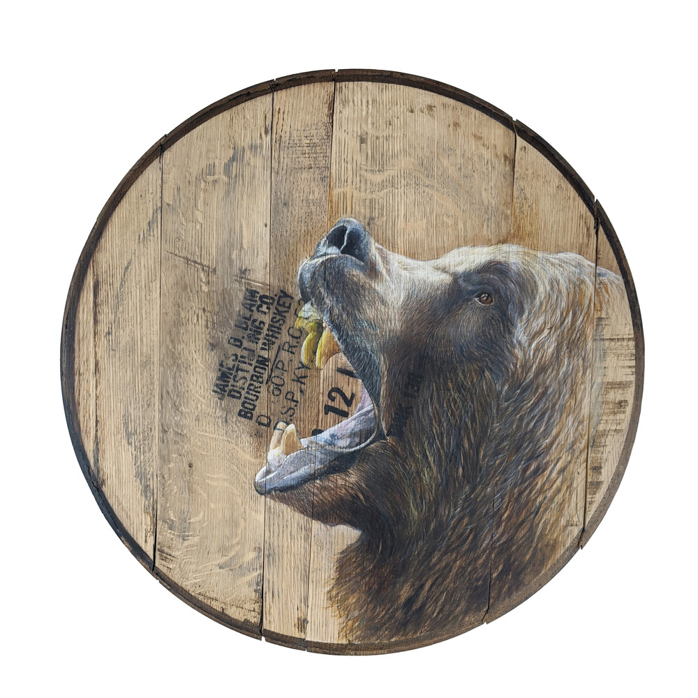 Bear Bourbon Barrel Art | Lori Vogel Studio