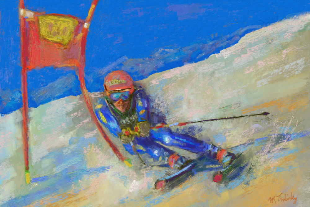 Slalom ski painting | Sports artist Mark Trubisky | Custom Sports Art