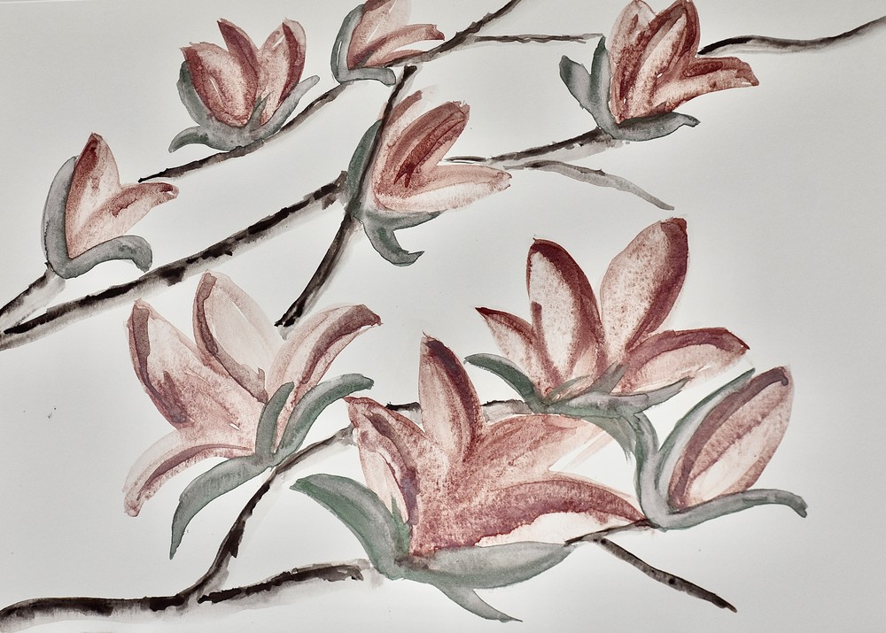 Tulip Magnolia Branches Art | Kimberli Esther Art for Dragonfly Couture Fashions LLC