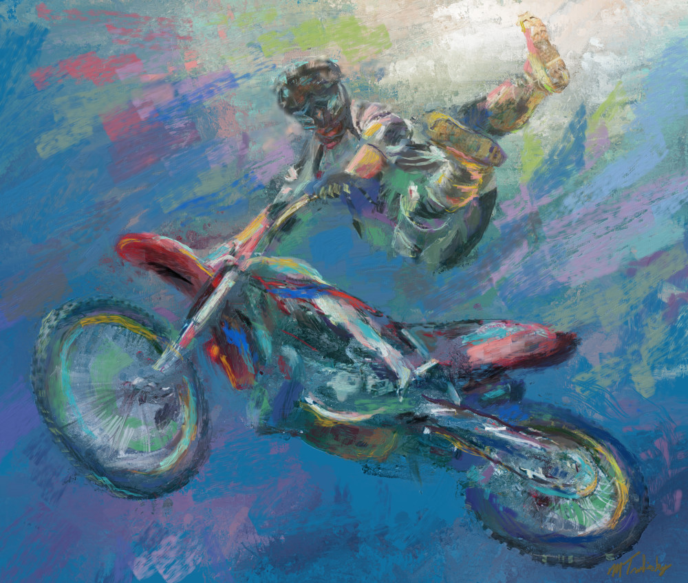 Freestyle motorcross painting | Sports artist Mark Trubisky | Custom Sports Art