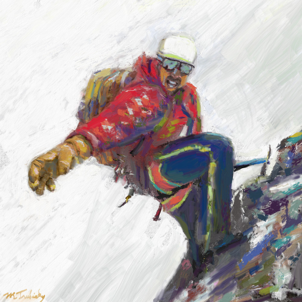 Mountain climbing painting | Sports artist Mark Trubisky | Custom Sports Art