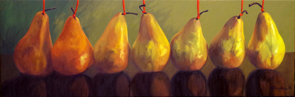 Pears With Red Strings Art | Helen Vaughn Fine Art