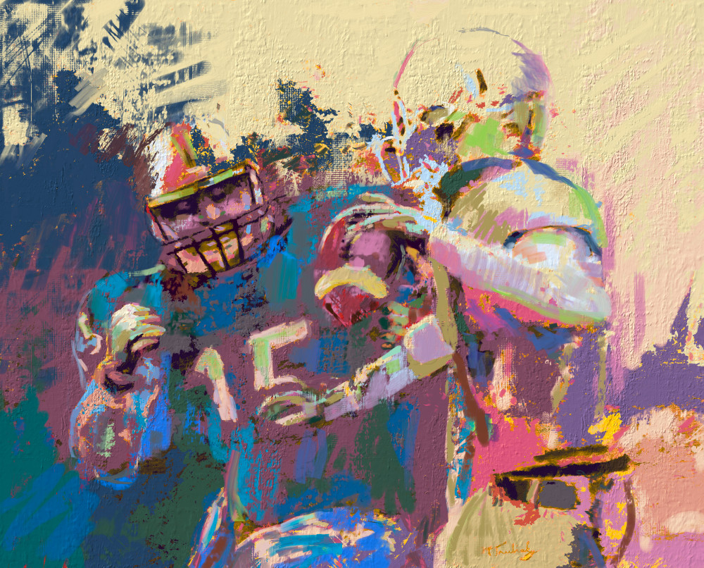 Expressionist Football Painting | Sports artist Mark Trubisky | Custom Sports Art.
