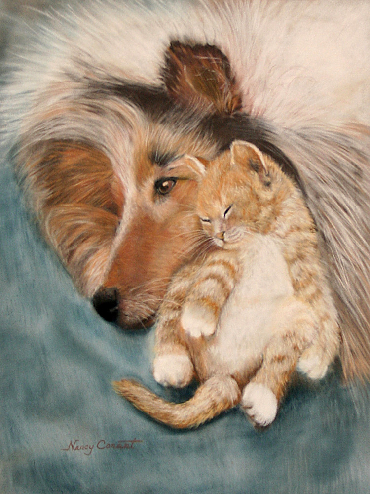 Dog and cat Snuggle Buddies by Nancy Conant