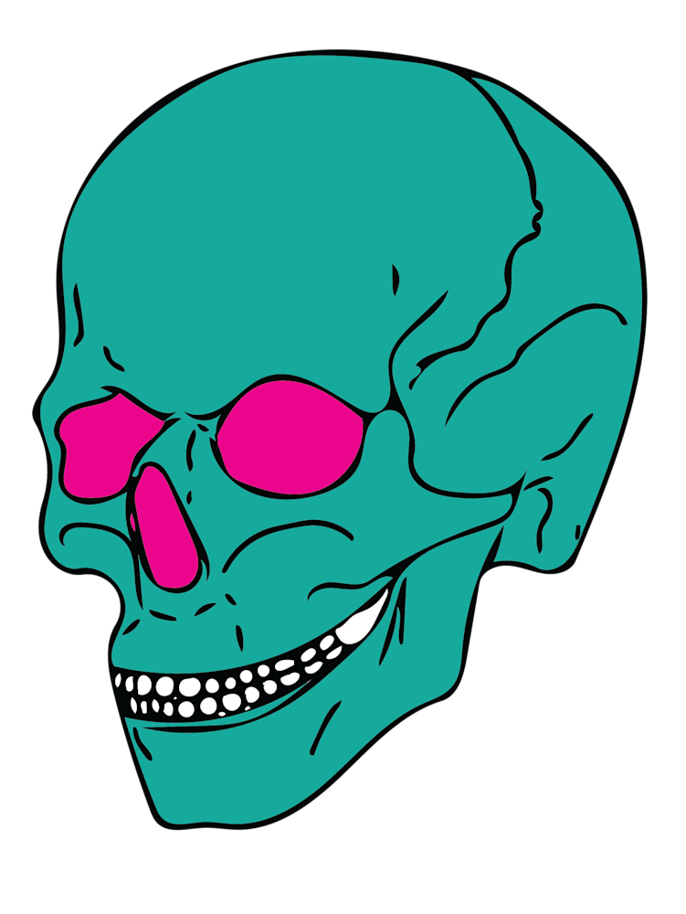 Green Pink Skull Art | Mikey Rioux