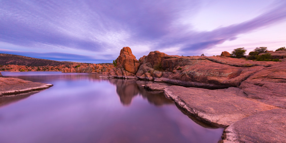 Purple Sky Watson Lake - Panoramic Landscape Photography - Thomas Watkins Fine Art