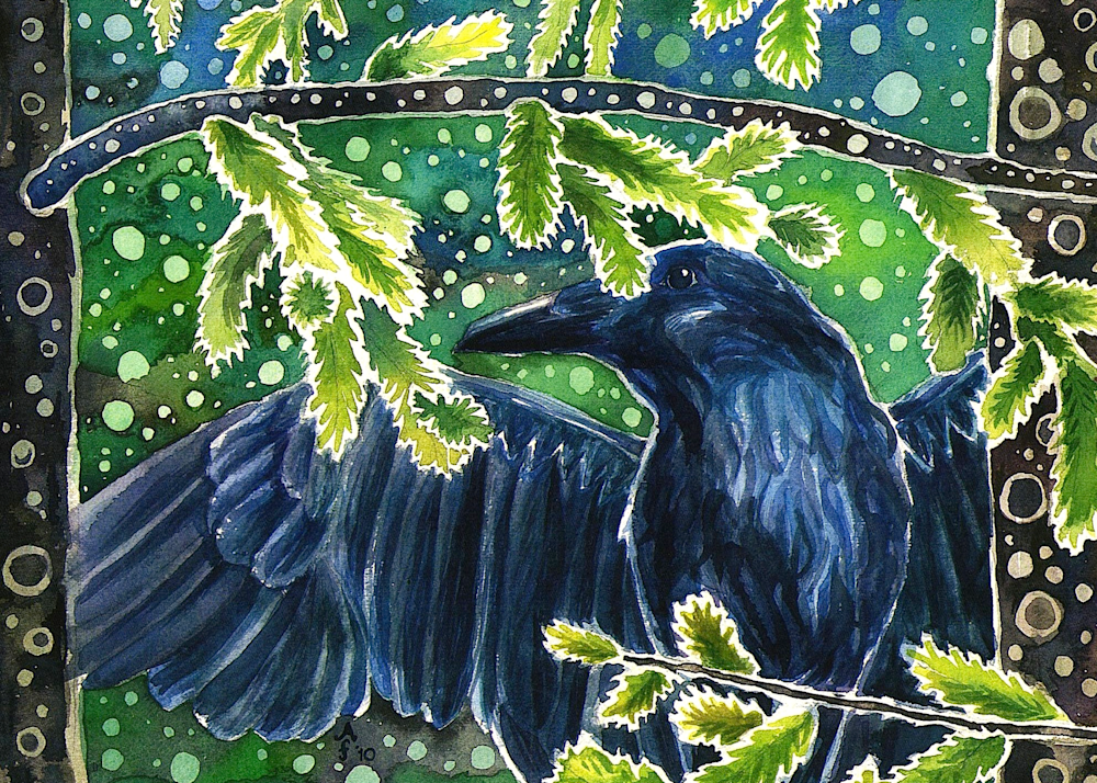 Raven Of The Forest Art | Amanda Faith Alaska Paintings / Estuary Arts, LLC