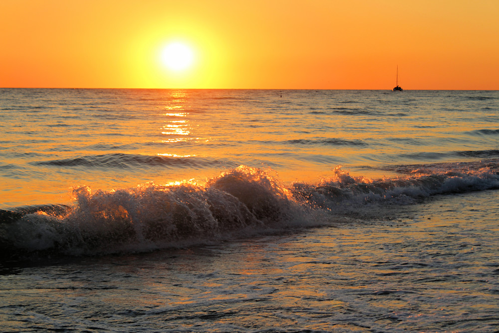 Golden Hour Wave N Boat Photography Art | PixByNic Photography LLC