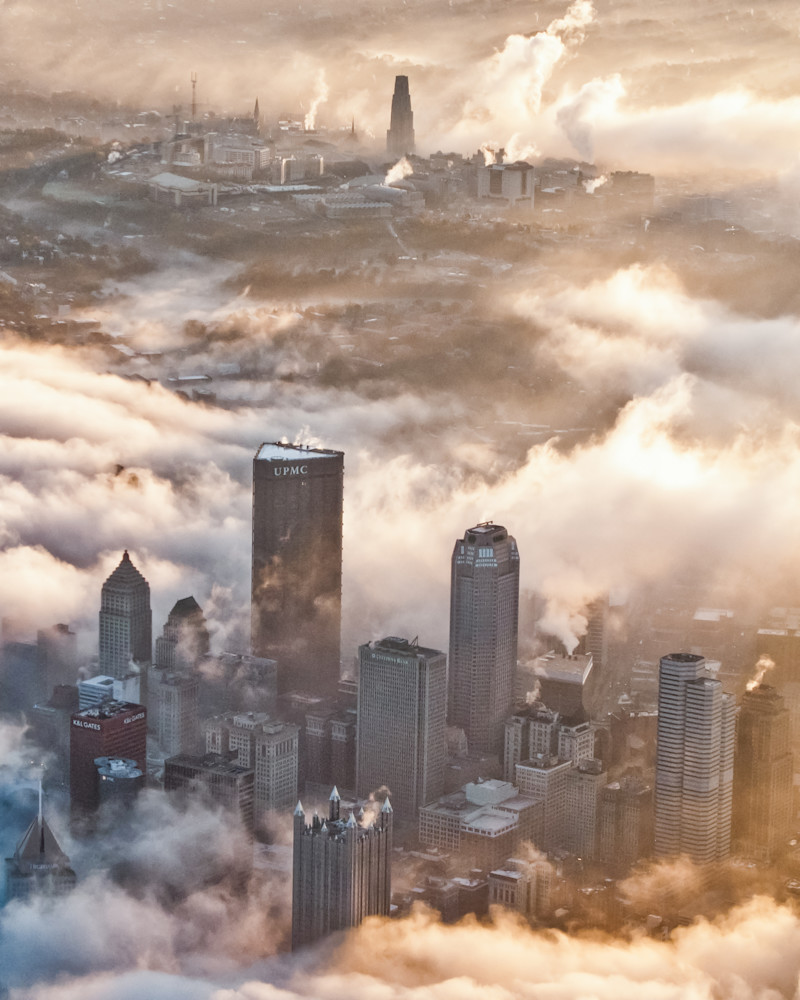 Pittsburgh Fog With Oakland Photography Art | Press1Photos, LLC