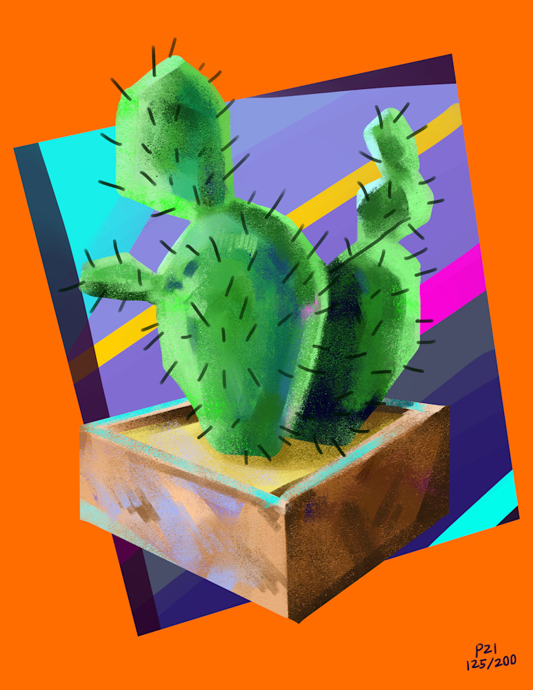Two Hyper Green Cacti Art | Matt Pierson Artworks