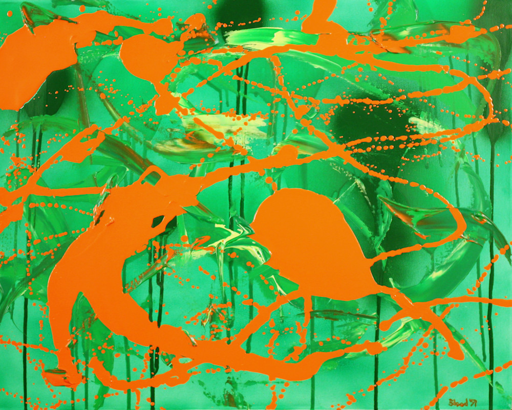 Green Spill abstract art print by Tom Blood
