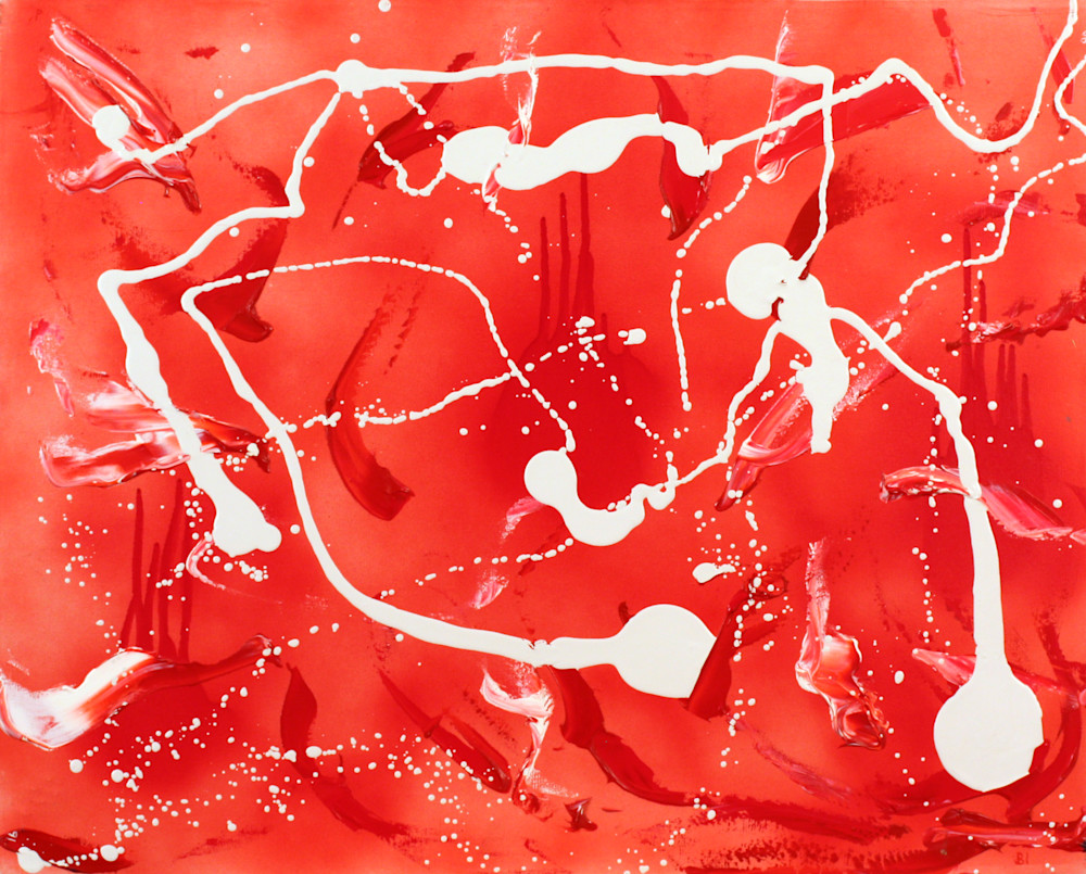 Red Spill abstract art print by Tom Blood