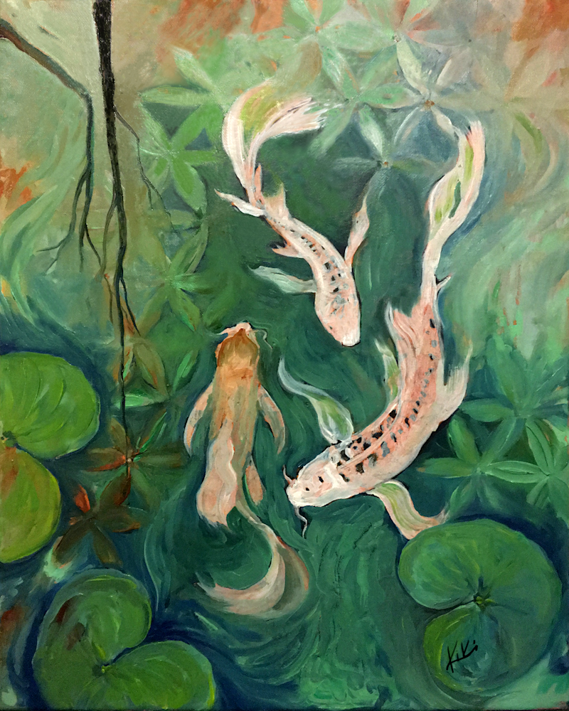 KIKI.GALLERY |  Fine Art Oil Painting, Yoshi Spirit Koi, by Kiki Kiana
