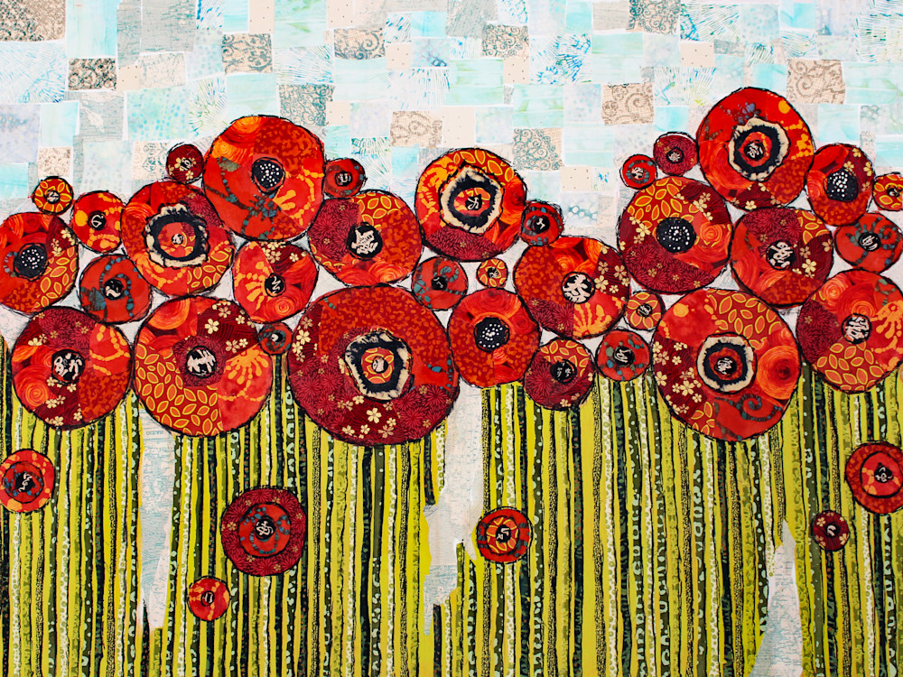 The Expanse in Red is a Sharon Tesser textile mosaic.