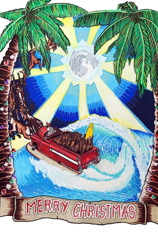 Surf Art Christmas Card Created By John Lasonio