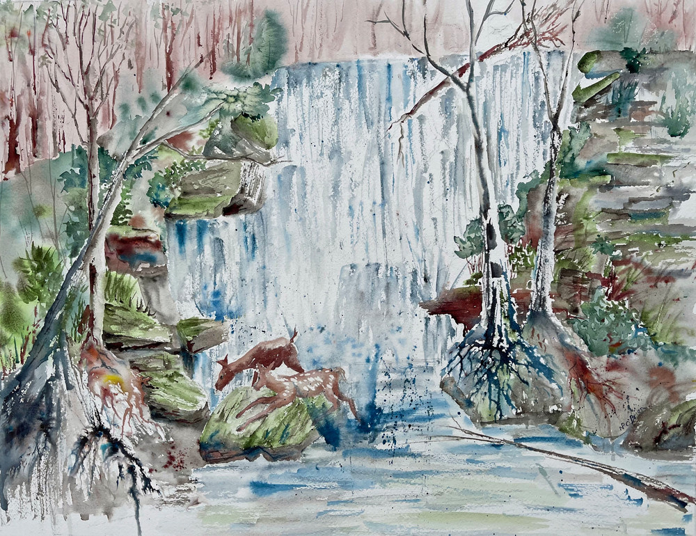 Waterfall Hideout Art | Color Splash Ranch