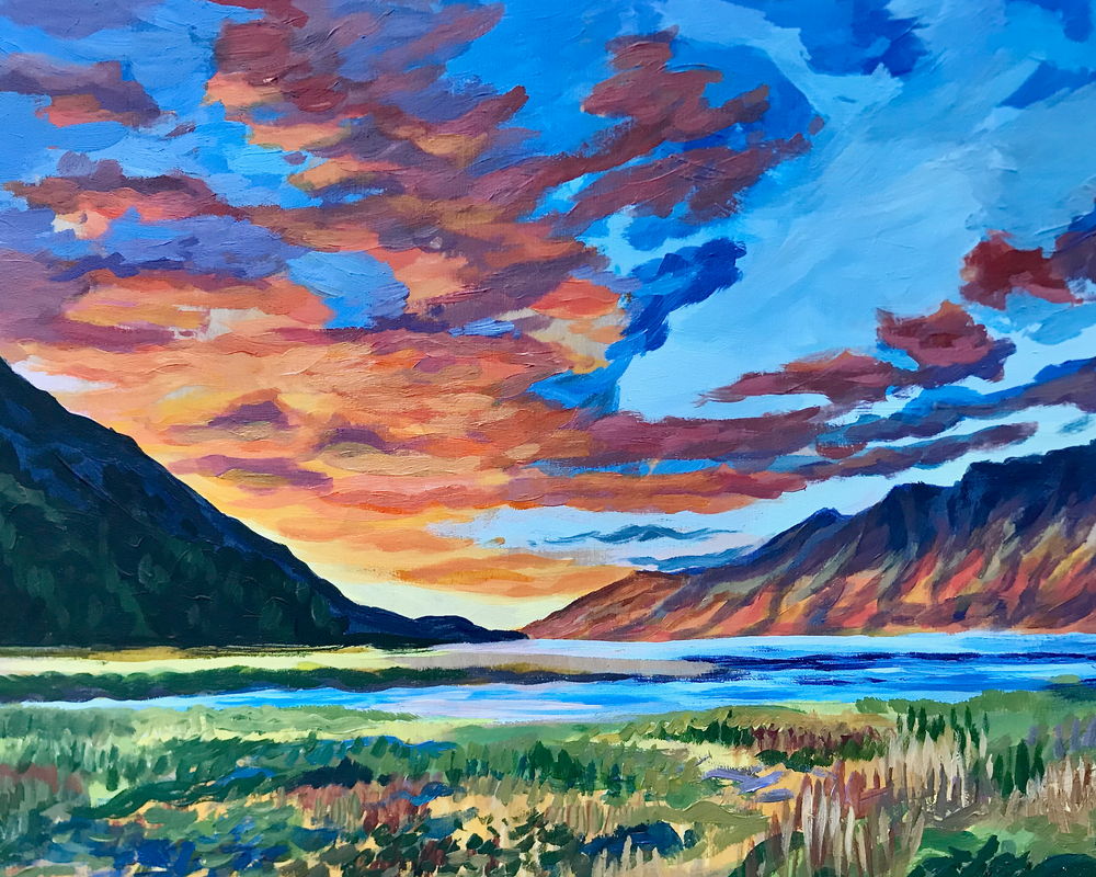 Hope, Alaska Sunset Art Print from oil painting by Amanda Faith Thompson