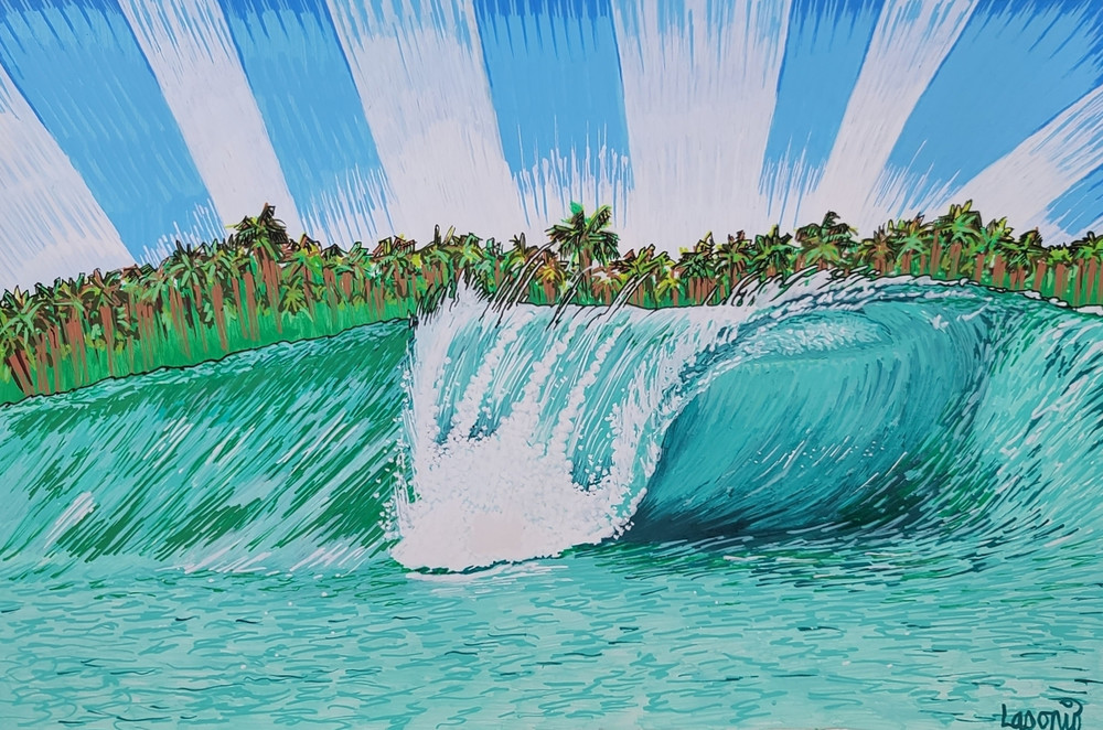 This Is A Surf Art Painting Of A Tropical Sky Burst By John Lasonio