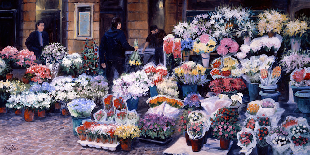 Campo De' Fiori Flower Market Art | Oilartist - Haeffele Fine Art