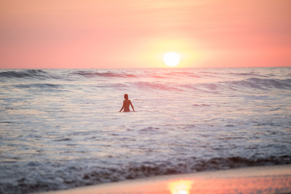 Sunset Bathing Woman, Costa Rica Photography Art | PranaLens