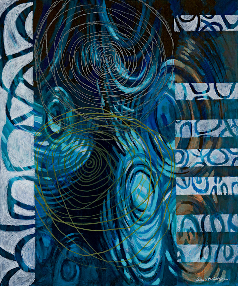 "In The Spirit" Contemporary Abstract in Blue Color Palette, Buy Now.