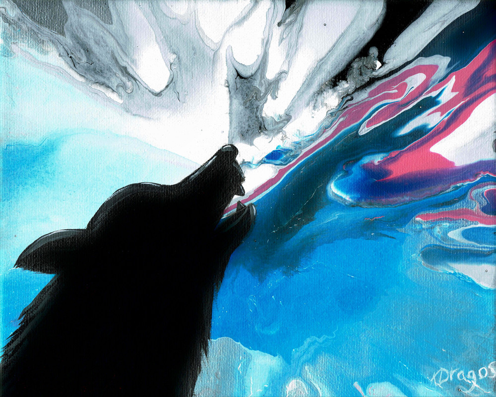 Power Howl Fluid Art Painting | Paintpourium