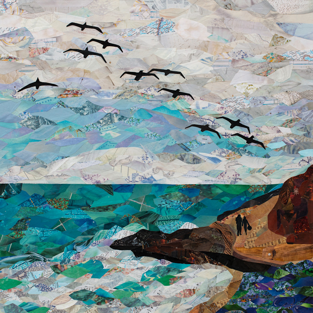 Pelicans Over Ocean Beach Art | angelakriel
