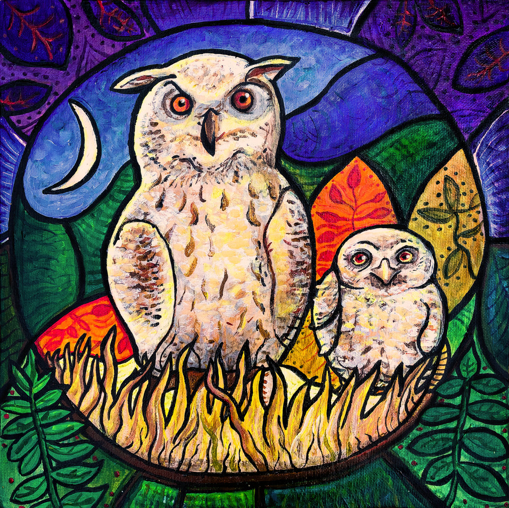 Protection. Burmese Owls Variation Art | Kristen Palana