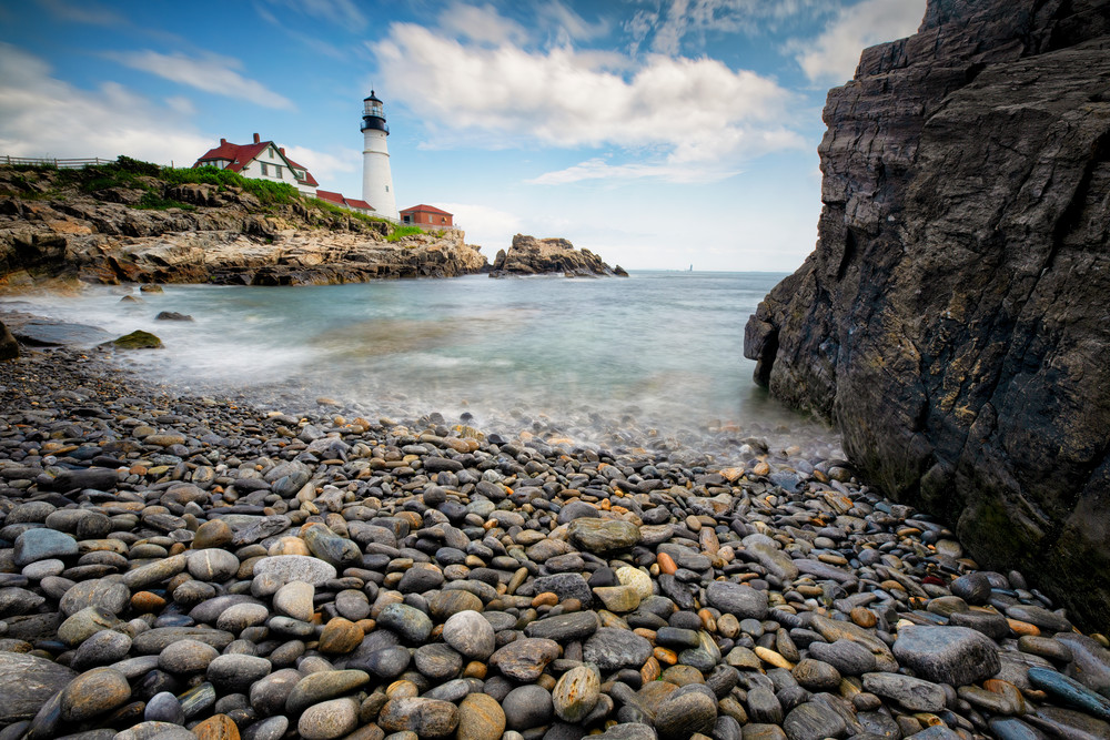 Portland Head Lighthouse from Pebble Beach - Maine fine-art photography prints