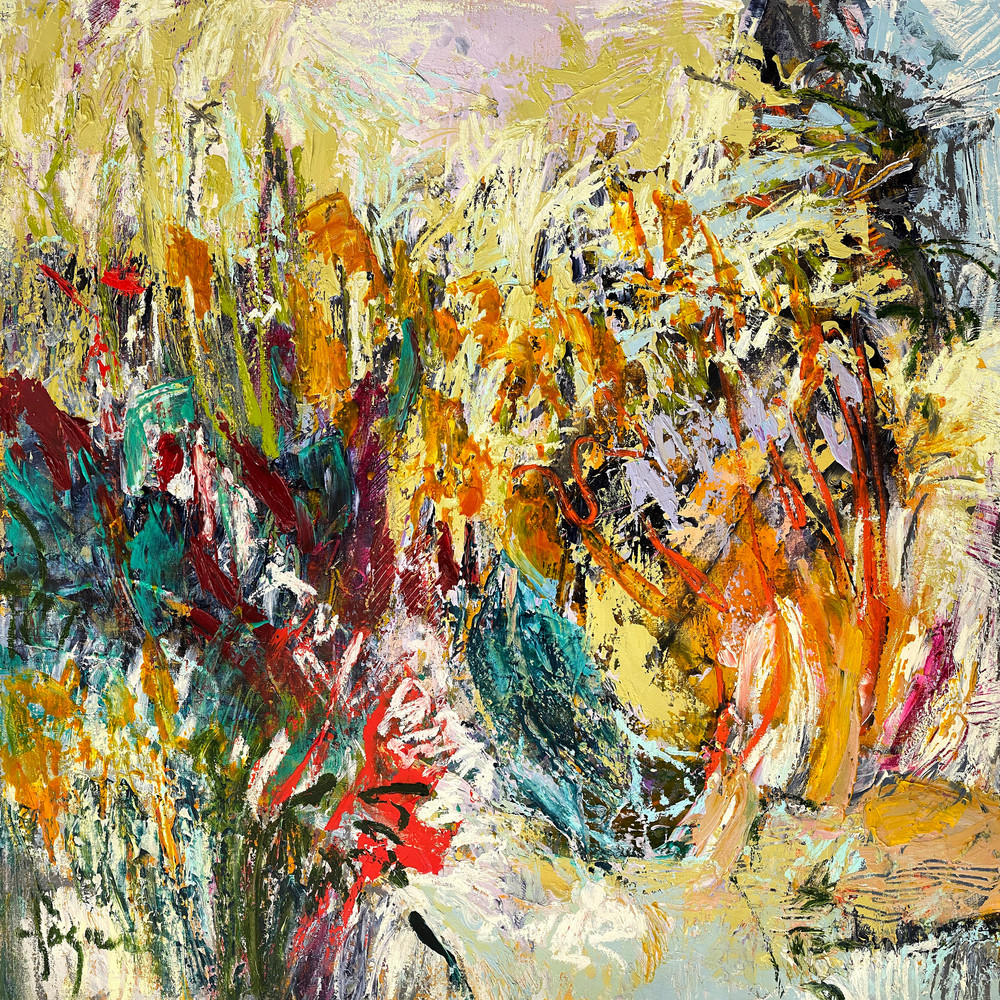 Gold with Red Abstract Painting, Canvas Print by Dorothy Fagan Gold with Red Abstract Painting, Canvas Print by Dorothy Fagan