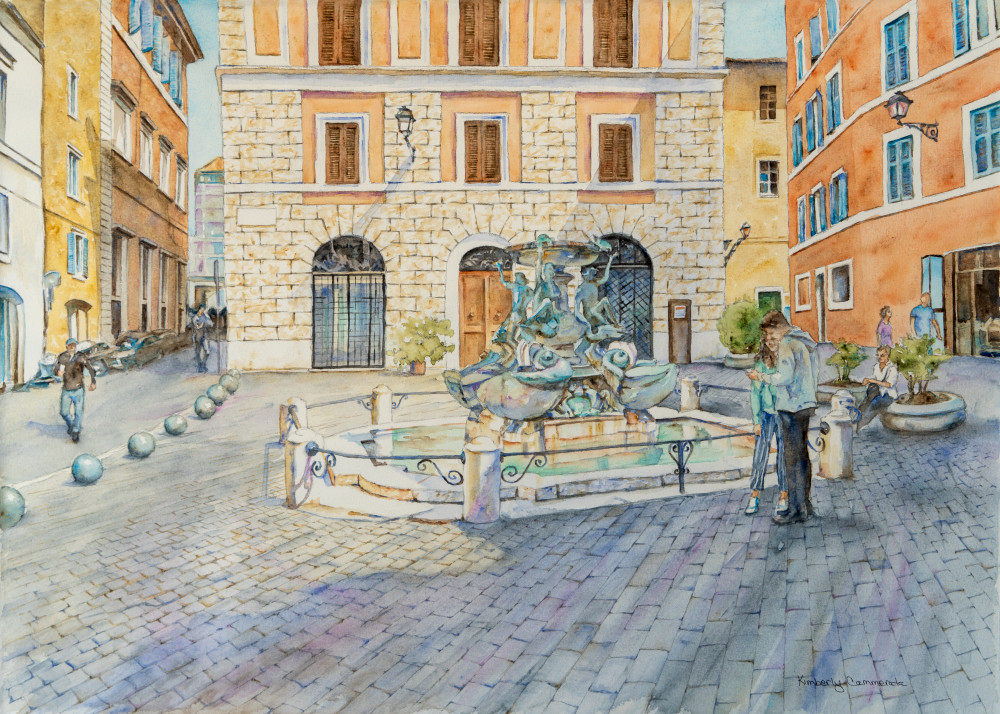 La Fontana Delle Tartarughe, Roma Art | Kimberly Cammerata - Watercolors of the Sun: Paintings of Italy